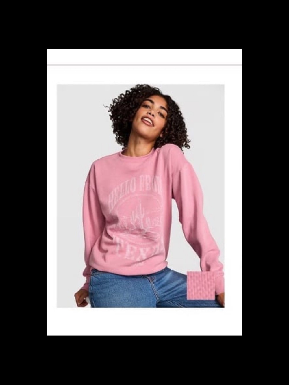 PINK Campus Fleece Oversized Crew Sweatshirt Hello from Texas